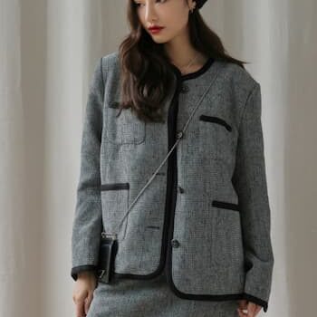 Contrast Trim Tweed Mini Skirt