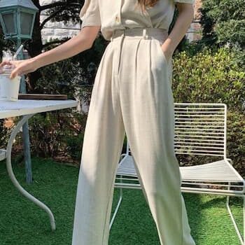 Attraction Beauty Linen Blouse Pants Set