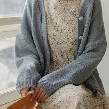 V Neck Loose Fit Cardigan