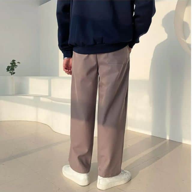 GERIO Drawstring Semi-Wide Napped Pants - Back