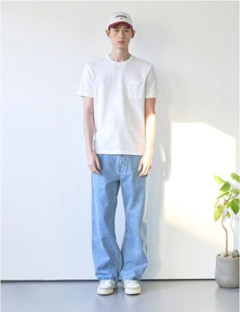 BASIC HOUSE Cotton 20 Basic Pocket Tee Shirt - white front