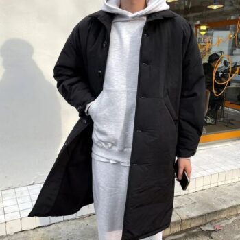 JOGUNSHOP Seoul Letter Mélange Kangaroo Hoodie - with black jacket