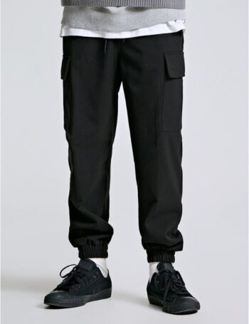 SPAO Warm Cargo Jogger Pants - Black